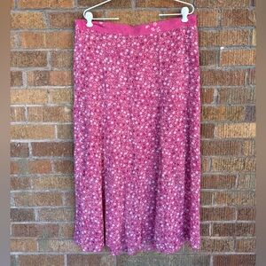 Vintage Christopher & Banks Ditsy Floral Midi Skirt Pink Romantic Sz 14W
